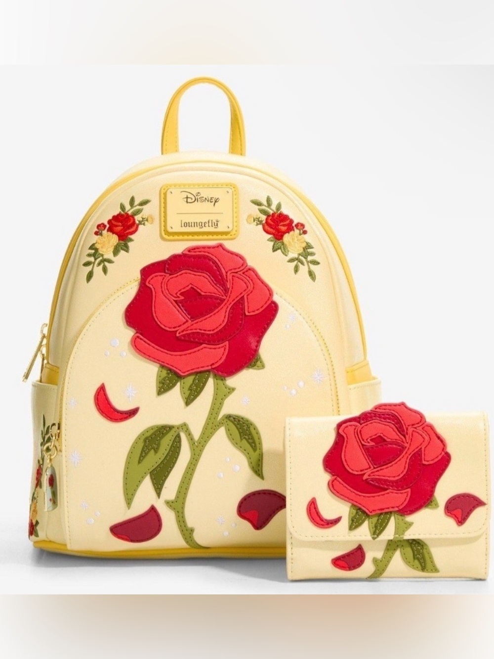 Loungefly Disney Beauty and The Beast Enchanted Rose Shimmer Mini Backpack Set - Picture 11 of 11